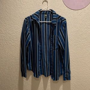 Urban Outfitters Blue Pinstripe Button Up Shirt